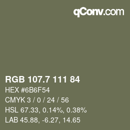 カラーコード: RGB 107.7 111 84 | qconv.com