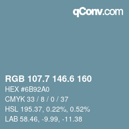 カラーコード: RGB 107.7 146.6 160 | qconv.com