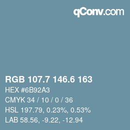 カラーコード: RGB 107.7 146.6 163 | qconv.com