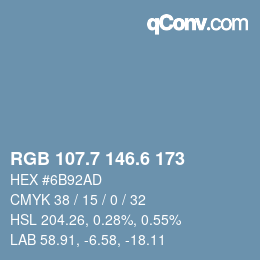 カラーコード: RGB 107.7 146.6 173 | qconv.com