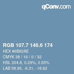 カラーコード: RGB 107.7 146.6 174 | qconv.com