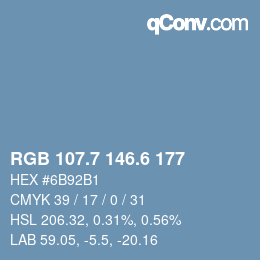 カラーコード: RGB 107.7 146.6 177 | qconv.com