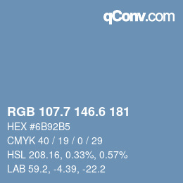 カラーコード: RGB 107.7 146.6 181 | qconv.com