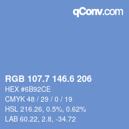 カラーコード: RGB 107.7 146.6 206 | qconv.com