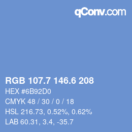 カラーコード: RGB 107.7 146.6 208 | qconv.com