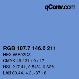 カラーコード: RGB 107.7 146.6 211 | qconv.com