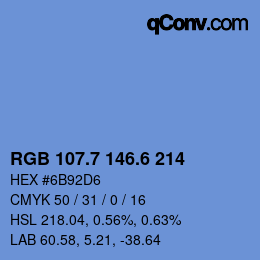 カラーコード: RGB 107.7 146.6 214 | qconv.com