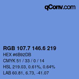 カラーコード: RGB 107.7 146.6 219 | qconv.com