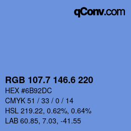 カラーコード: RGB 107.7 146.6 220 | qconv.com