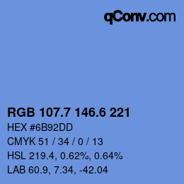 カラーコード: RGB 107.7 146.6 221 | qconv.com