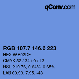 カラーコード: RGB 107.7 146.6 223 | qconv.com