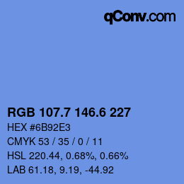 カラーコード: RGB 107.7 146.6 227 | qconv.com