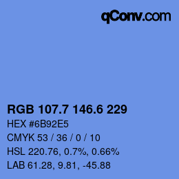 カラーコード: RGB 107.7 146.6 229 | qconv.com