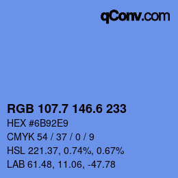 カラーコード: RGB 107.7 146.6 233 | qconv.com