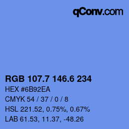 カラーコード: RGB 107.7 146.6 234 | qconv.com