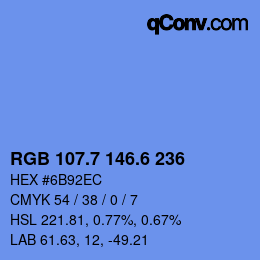 カラーコード: RGB 107.7 146.6 236 | qconv.com