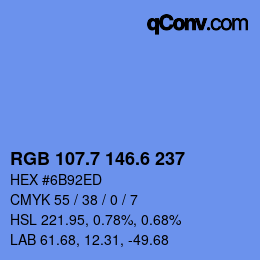 カラーコード: RGB 107.7 146.6 237 | qconv.com