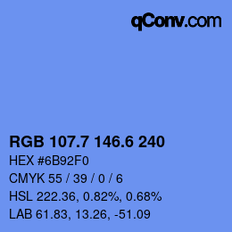 カラーコード: RGB 107.7 146.6 240 | qconv.com