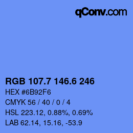 カラーコード: RGB 107.7 146.6 246 | qconv.com