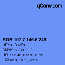 カラーコード: RGB 107.7 146.6 249 | qconv.com