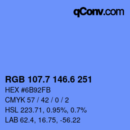 カラーコード: RGB 107.7 146.6 251 | qconv.com