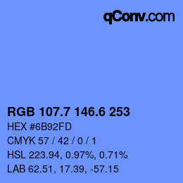 カラーコード: RGB 107.7 146.6 253 | qconv.com