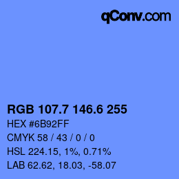 カラーコード: RGB 107.7 146.6 255 | qconv.com