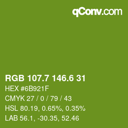 カラーコード: RGB 107.7 146.6 31 | qconv.com
