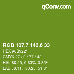 カラーコード: RGB 107.7 146.6 33 | qconv.com