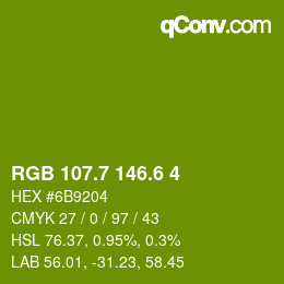 カラーコード: RGB 107.7 146.6 4 | qconv.com