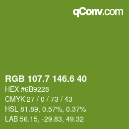 カラーコード: RGB 107.7 146.6 40 | qconv.com