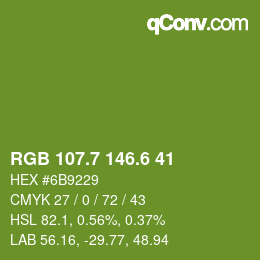 カラーコード: RGB 107.7 146.6 41 | qconv.com