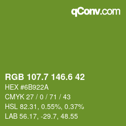 カラーコード: RGB 107.7 146.6 42 | qconv.com