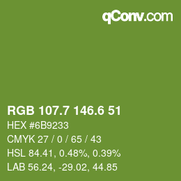 カラーコード: RGB 107.7 146.6 51 | qconv.com