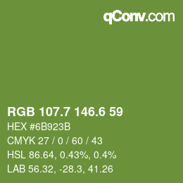 カラーコード: RGB 107.7 146.6 59 | qconv.com