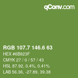 カラーコード: RGB 107.7 146.6 63 | qconv.com