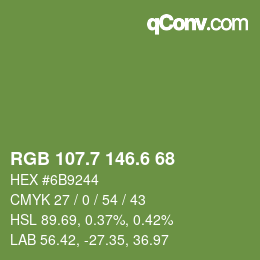 カラーコード: RGB 107.7 146.6 68 | qconv.com