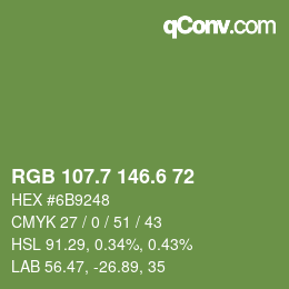 カラーコード: RGB 107.7 146.6 72 | qconv.com