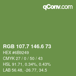 カラーコード: RGB 107.7 146.6 73 | qconv.com