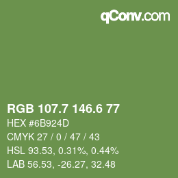 カラーコード: RGB 107.7 146.6 77 | qconv.com