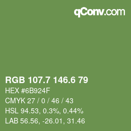 カラーコード: RGB 107.7 146.6 79 | qconv.com