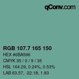 カラーコード: RGB 107.7 165 150 | qconv.com