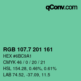 カラーコード: RGB 107.7 201 161 | qconv.com