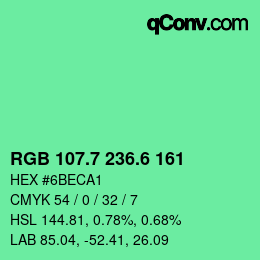 カラーコード: RGB 107.7 236.6 161 | qconv.com