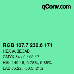 カラーコード: RGB 107.7 236.6 171 | qconv.com