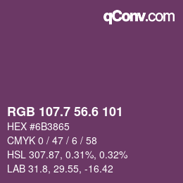 カラーコード: RGB 107.7 56.6 101 | qconv.com