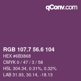 カラーコード: RGB 107.7 56.6 104 | qconv.com