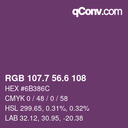 カラーコード: RGB 107.7 56.6 108 | qconv.com
