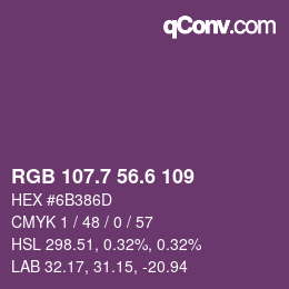 カラーコード: RGB 107.7 56.6 109 | qconv.com