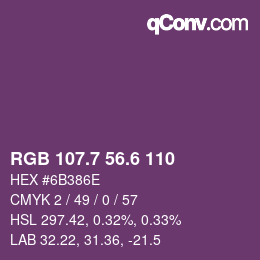 カラーコード: RGB 107.7 56.6 110 | qconv.com